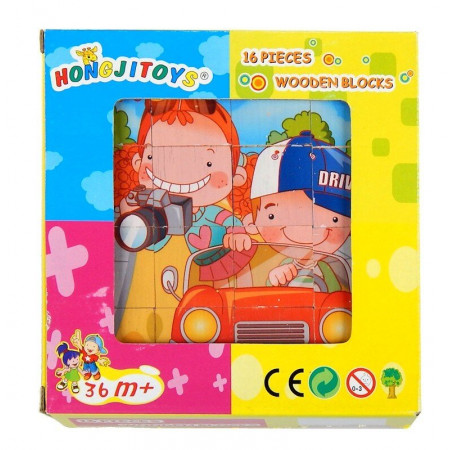 Klocki sześcienne z puzzle 6 obrazków