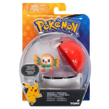 Zabawka Figurka Pokemon Rowlet i Poke Ball TOMY T19104